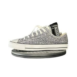Converse Chuck Taylor All Star Low-Top Sneakers Silver Glitter Size 8.5
